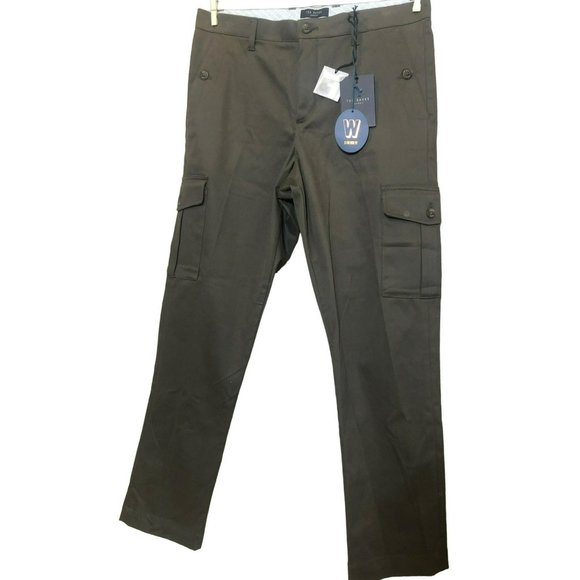 NWT Men's Ted Baker London 32R Wide Fit Trouser Dk Green Cargo - Picture 1 of 7